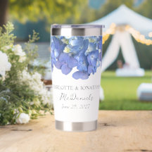 Blue Hydrangea Petals Wedding Personalized Names