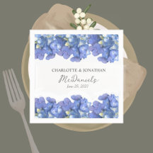 Blue Hydrangea Petals Wedding Personalized Names