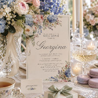 Blue Hydrangea Pink Floral Bridal Shower