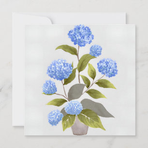 Blue Hydrangea Plant   Beautiful Floral Watercolor Card