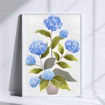 Blue Hydrangea Plant | Beautiful Floral Watercolor