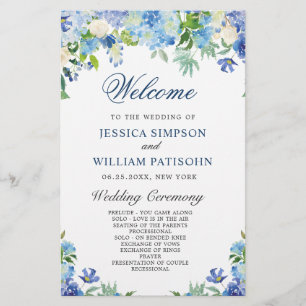 Blue Hydrangea Programme de Cérémonie Mariage de v