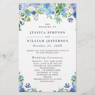 Blue Hydrangea Programme de Cérémonie Mariage de v