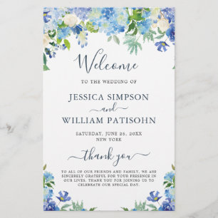 Blue Hydrangea Programme de Cérémonie Mariage de v