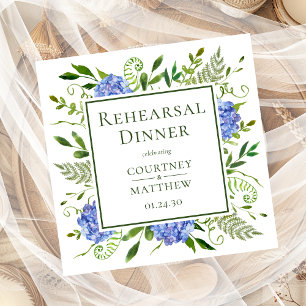 Blue Hydrangea Rehearsal Dinner Napkin