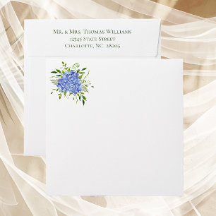Blue Hydrangea Rehearsal Dinner Square Envelope