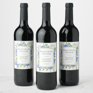 Blue Hydrangea Rehearsal Dinner Wine Label