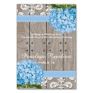 Blue Hydrangea Ribbon DIY Tent Place Card