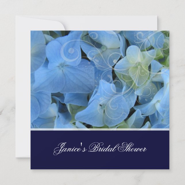 Blue hydrangea/romantic bridal shower/wedding invitation (Front)