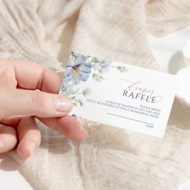 Blue Hydrangea & Rose Diaper Raffle Ticket Enclosure Card (Creator Uploaded)