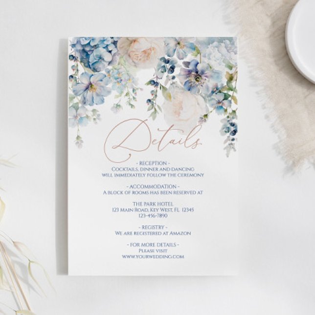 Blue Hydrangea & Rose Wedding Details Enclosure (Creator Uploaded)