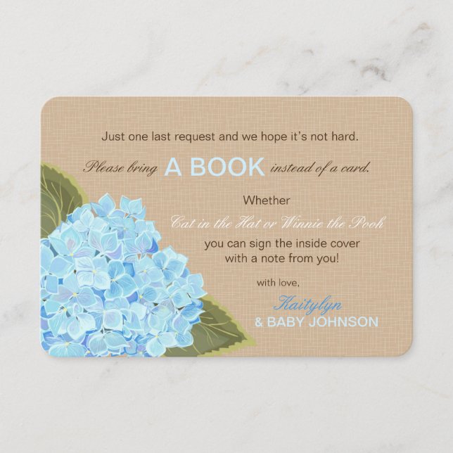 Blue Hydrangea Rustic Lire une carte de livre (Devant)