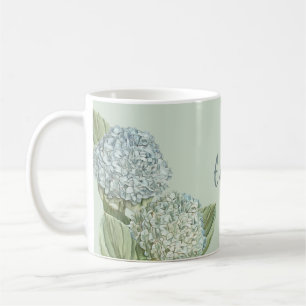 Blue Hydrangea/ Sage Green Coffee Mug