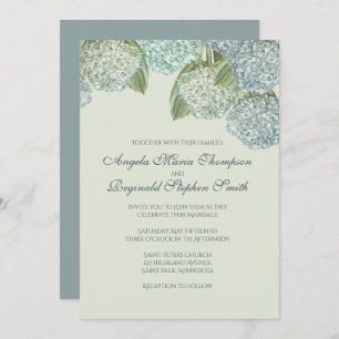 Blue Hydrangea/ Sage Green  Invitation