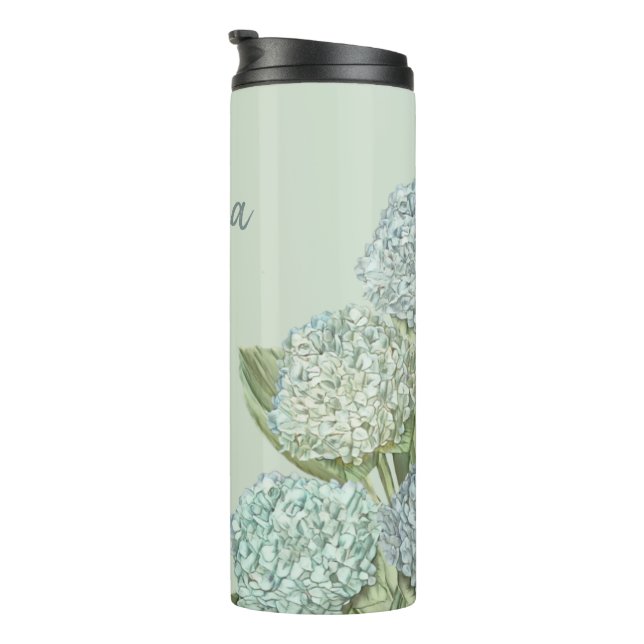 Blue Hydrangea/ Sage Green  Thermal Tumbler (Rotated Right)
