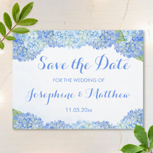 Blue Hydrangea Save the Date Announcement Postcard