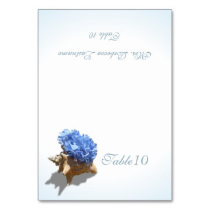 Blue Hydrangea Sea Shell Place Card