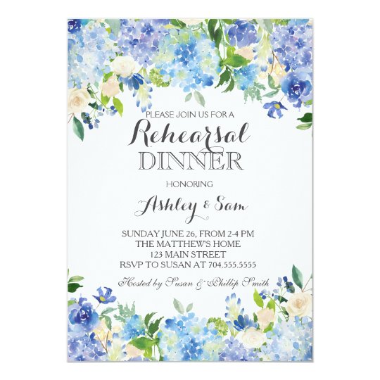 Blue hydrangea Shower Invitation
