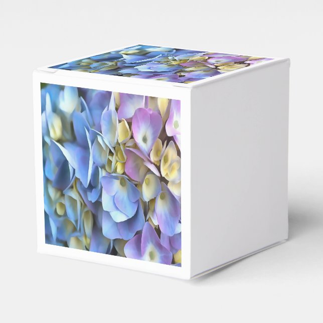 Blue Hydrangea Shrub Artistic Bossom Favor Box (Front Side)