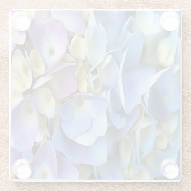 Blue Hydrangea Shrub Artistic Bossom Glass Coaster (Back)