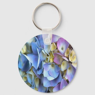 Blue Hydrangea Shrub Artistic Bossom Keychain