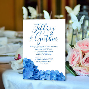 Blue Hydrangea Simple Faire-part de mariage Décont