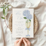 Blue Hydrangea Something Blue Bridal Shower Invitation<br><div class="desc">This beautiful design features blue hydrangea blooms,  a gold champagne glass and your custom text.  Use the template form to add your information.</div>