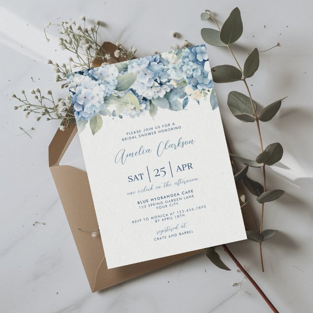 Blue Hydrangea Something Blue Bridal Shower Invite (Creator Uploaded)