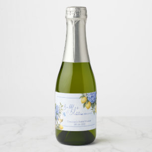 Blue Hydrangea Something Blue Bridal Shower Sparkling Wine Label