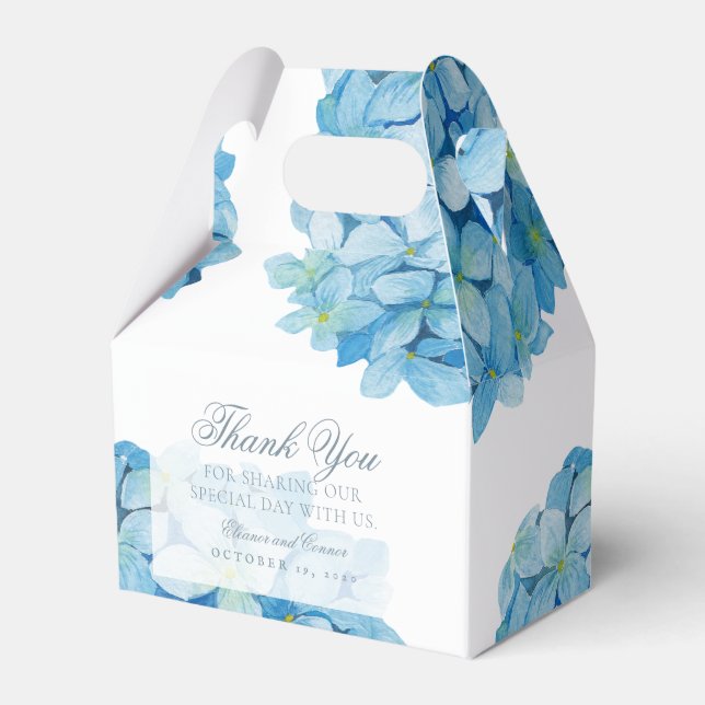 Blue Hydrangea Sophisticated Wedding Favor Box (Front Side)