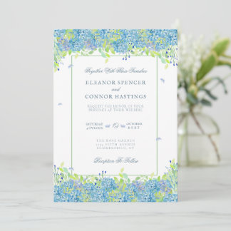 Blue Hydrangea Sophisticated Wedding Invitation