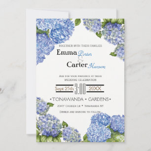 Blue Hydrangea Spring Flower Wedding Invitation