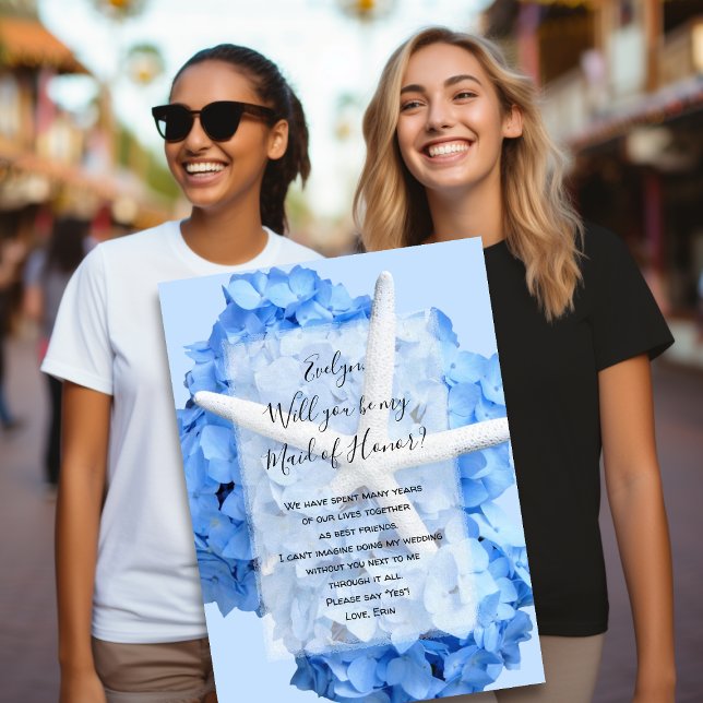 Blue Hydrangea Starfish Soyez ma carte de servante (Créateur téléchargé)