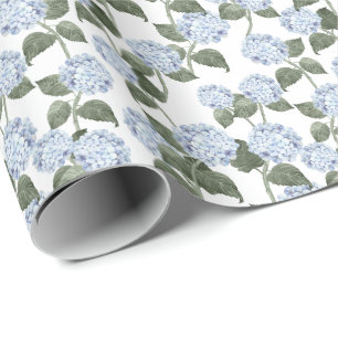 Blue Hydrangea Summer Garden Wrapping Paper