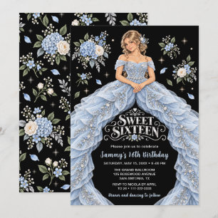Blue Hydrangea Sweet Sixteen Birthday Invitation