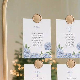 Blue Hydrangea Table Cards with Guest Names 