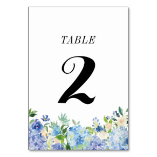 Blue Hydrangea Table Number Card - Table Two
