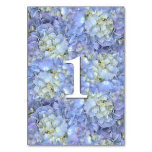 Blue Hydrangea Table Number Flat Cards