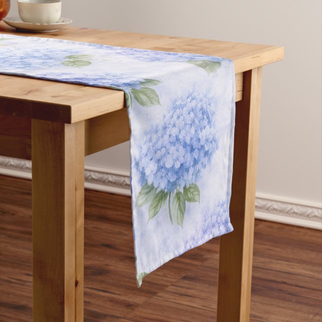 Blue Hydrangea Table Runner | Coastal Hamptons  (In Situ)