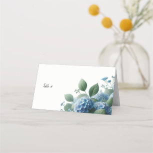 Blue Hydrangea Table Seating Numbers Place Card