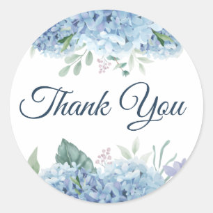 Blue Hydrangea Thank you Classic Round Sticker