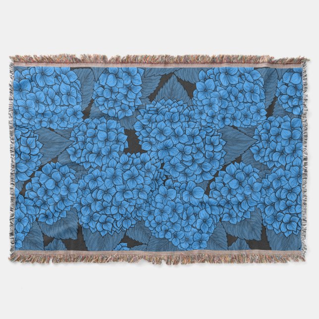 Blue hydrangea throw blanket (Front)