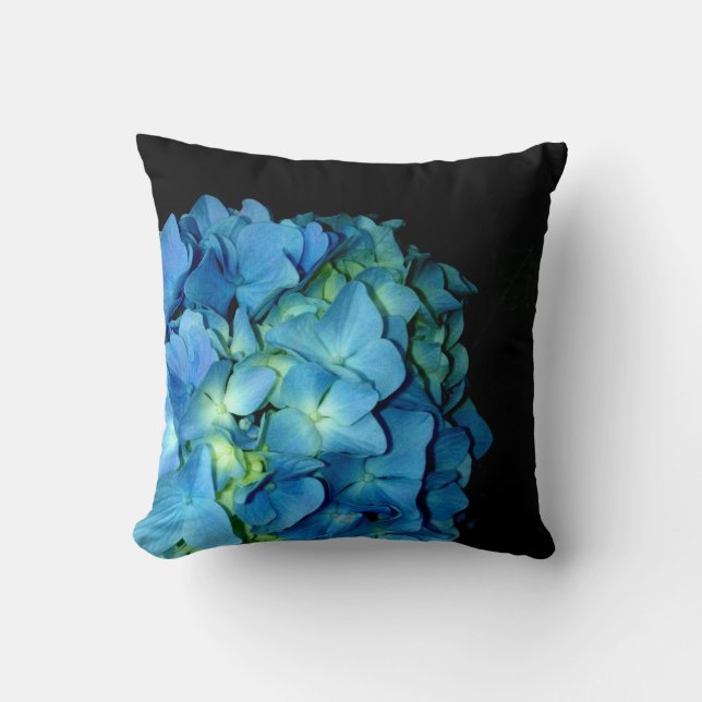 Blue Hydrangea Throw Pillow (Front)