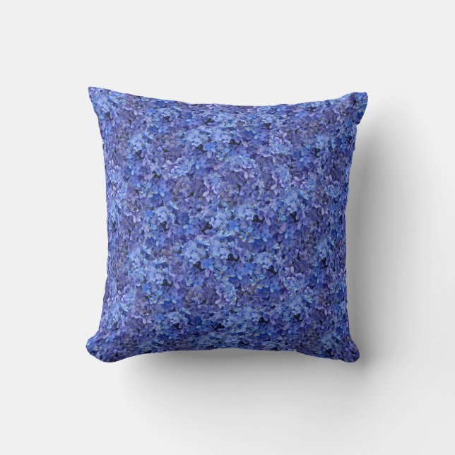 Blue Hydrangea Throw Pillow (Front)