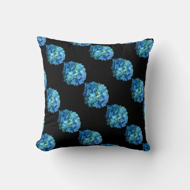 Blue Hydrangea Throw Pillow (Front)