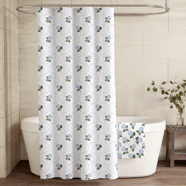 Blue Hydrangea Trellis  (Hydrangea Trellis Blue Shower Curtain)