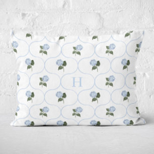 Blue Hydrangea Trellis Monogram   Accent Pillow