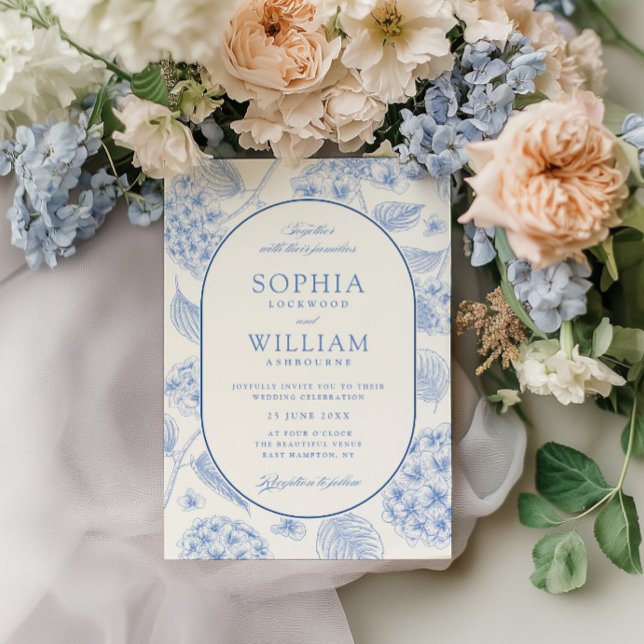 Blue Hydrangea Vintage Wedding Invitation (Creator Uploaded)