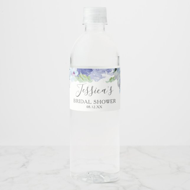 Blue Hydrangea Water Bottle Label (Front)