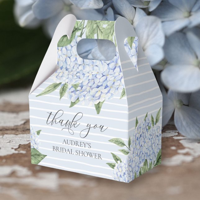 Blue Hydrangea Watercolor Blooms Custom Favor Box (Creator Uploaded)